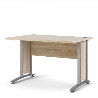 Sutton 3 Desk 120cm in Oak with Silver Grey Steel Legs