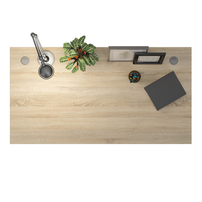 Sutton 3 Desk 150cm in Oak with Height Adjustable Legs with Electric Control in White
