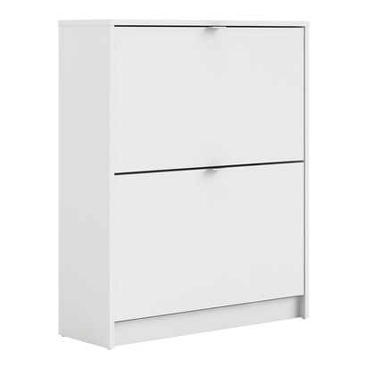Hayes Shoe Cabinet 2 Flip Down Doors and 2 layers in White