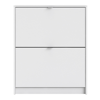 Hayes Shoe Cabinet 2 Flip Down Doors and 2 layers in White