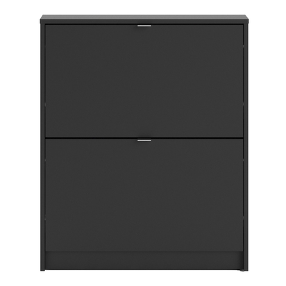 Hayes Shoe Cabinet 2 Flip Down Doors and 1 layer in Matt Black
