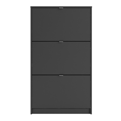 Hayes Shoe Cabinet 3 Flip Down Doors and 2 layers in Matt Black