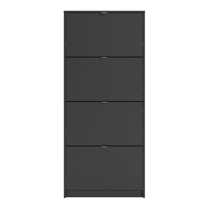 Hayes Shoe Cabinet 4 Flip Down Doors and 2 layers in Matt Black