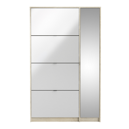 Hayes Shoe Cabinet 4 Flip Down Doors and 2 layers 1 Mirror Door Oak structure