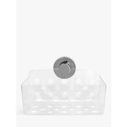 BlissHome Lock N Roll Rectangular Bathroom Suction Basket Silver | H13.1 x W11.4 x D22.4cm