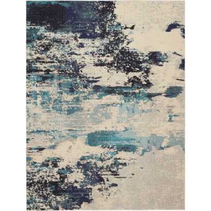 Nourison Celestial CES02 Rug - Ivory & Teal Blue