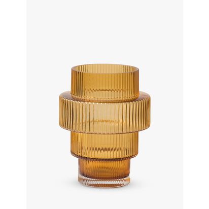 pols potten Steps Glass Candle Holder Yellow | H15 x Dia.12cm