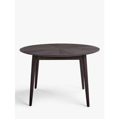 John Lewis Iona 4-6 Seater Extending Round Dining Table Black | H75 x W120-165 x D120cm