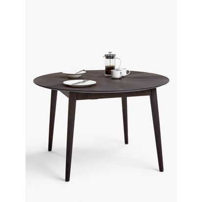 John Lewis Iona 4-6 Seater Extending Round Dining Table Black | H75 x W120-165 x D120cm