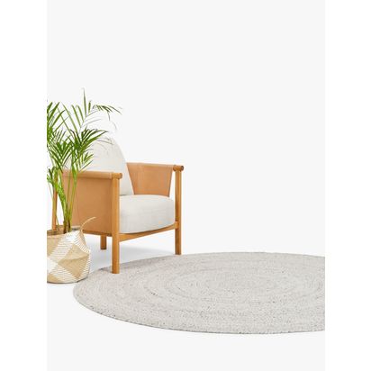 John Lewis Braided Performance Indoor/Outdoor Rug Marl Grey | Round, Dia.200cm
