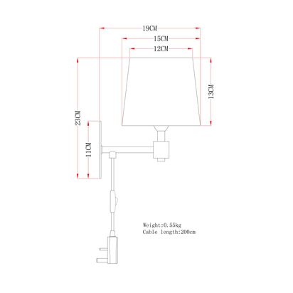 John Lewis Ansel Plug-In Wall Light, Antique Pewter Antique Pewter | H23 x W15 x D19cm
