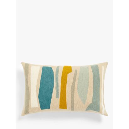 John Lewis Collage Sticks Cushion Blue | 35 x 55cm