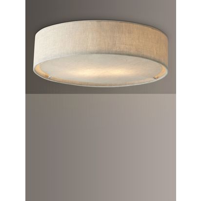 John Lewis Samantha Linen Flush Ceiling Light, Natural Natural | H: 10cm Dia: 32.50cm