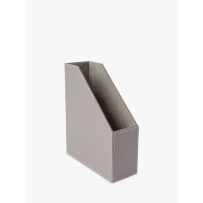 Osco Faux Leather Magazine Holder Grey | H31.8 x W10 x D25.5cm