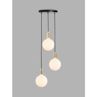 Tala Brass Triple Pendant Ceiling Light with Sphere IV ES LED Dim to Warm Globe Bulbs Black | H2 x Dia.25cm