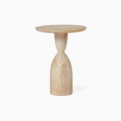 Winona Collection Cerused White Round Pedestal Side Table