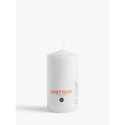John Lewis Pillar Candle, White, 354g White | H13 x W6.8 x D6.8cm