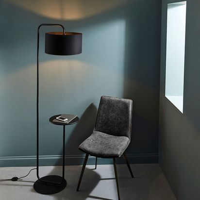 Nahia Black Floor Lamp with Table