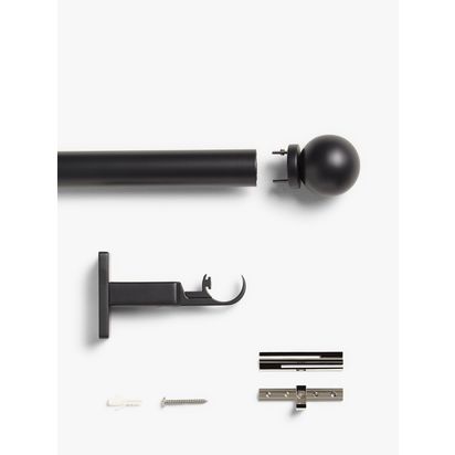 John Lewis Made to Measure Revolution Eyelet Curtain Pole with Ball Finials, Wall / Ceiling Fix, Dia.30mm