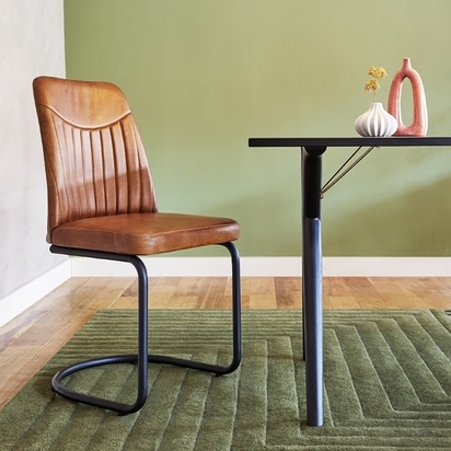 Acton Dining Chair, Black Leather