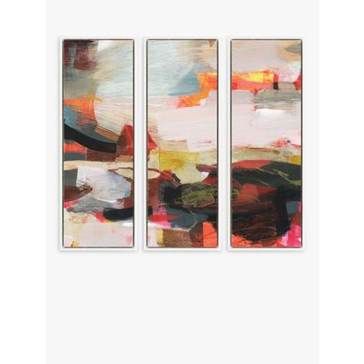 John Lewis Alice Sheridan 'Contemporary Sequence' Abstract Framed Canvas, Set of 3, 94 x 34cm, Pink/Multi Pink/Multi | H94 x W34 x D3cm