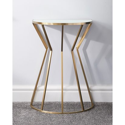 Danetti Venus White Glass And Brass Side Table