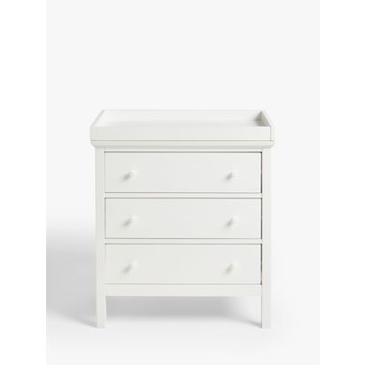 John Lewis Wilton Changing Table Dresser, White White | H90.4with changing top, H82 without changing top x W80 x D49.8cm