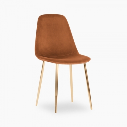 Rayner Dining Chair, Burnt Orange Velvet Leg Colour: Brass
