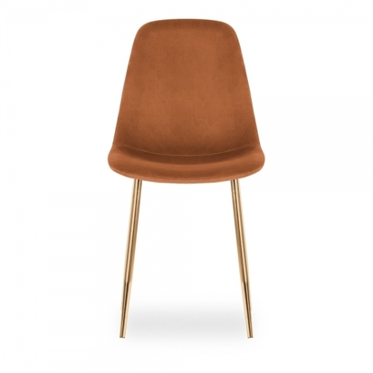 Rayner Dining Chair, Burnt Orange Velvet Leg Colour: Brass