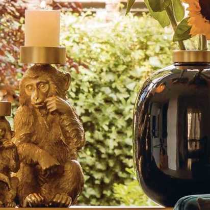 OUTLET Monkey Candle Holder - Gold