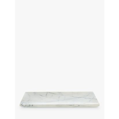 John Lewis White Marble Bathroom Accessories Tray White | H1.5 x W30 x D15cm