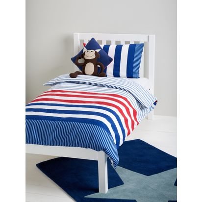 John Lewis Stars and Stripes Reversible Pure Cotton Duvet Cover and Pillowcase Set, Single, Multi Multi | Single