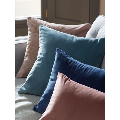 John Lewis Rectangular Cotton Velvet Cushion Navy | 60 x 40cm