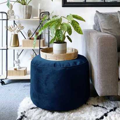 rucomfy Velvet Pouf Bean Bag - Peacock Blue