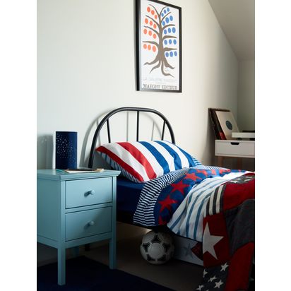 John Lewis Stars and Stripes Reversible Pure Cotton Duvet Cover and Pillowcase Set, Single, Multi Multi | Single