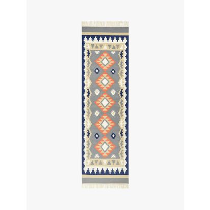 John Lewis Geometric Kelim Runner, Blue/Multi, L240 x W70cm Blue/Multi | L240 x W70 x D0.5cm