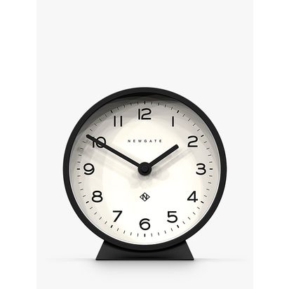 Newgate Clocks Silent Sweep Analogue Mantel Clock, 16cm Black | H17 x W16 x D6cm