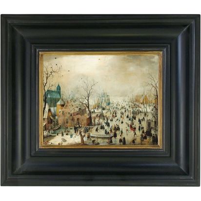 Brookpace Lascelles Rijksmuseum, Hendrick Avercamp 'Winter Landscape with Skaters' Framed Canvas Print, 36 x 42cm Multi | H36 x W42cm