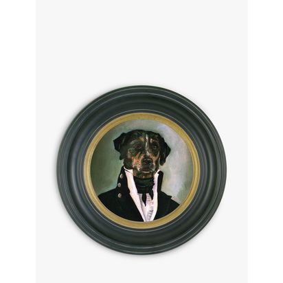 Brookpace Lascelles 'Herbert Thomas' Round Framed Canvas, 43cm, Black/Multi Black/Multi | D4 x Dia.43cm