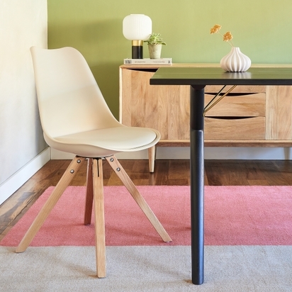 Scandi Designs Soft Pad Pyramid Dining Chair, Cream Leg Style: Natural