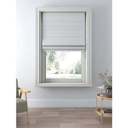 John Lewis Linen Rich Stripes Daylight Roman Blind, White/Black White/Black | W180 x Drop 140cm