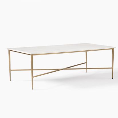 Neve Rectangle Coffee Table, White Marble