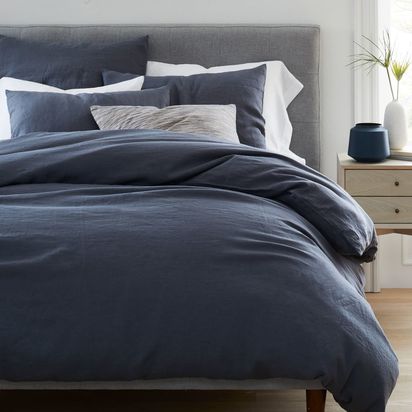 European Flax Linen Duvet Cover, King, Graphite