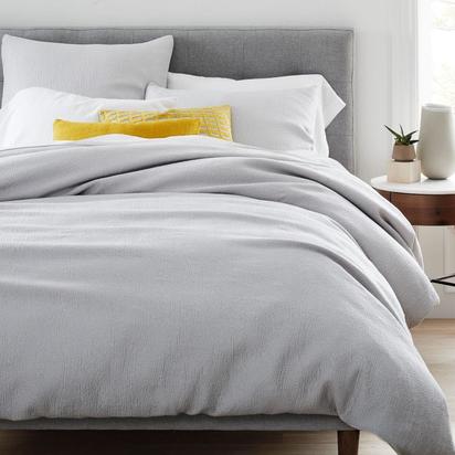 TENCEL Cotton Matelasse Duvet Cover, Super King, Frost Grey