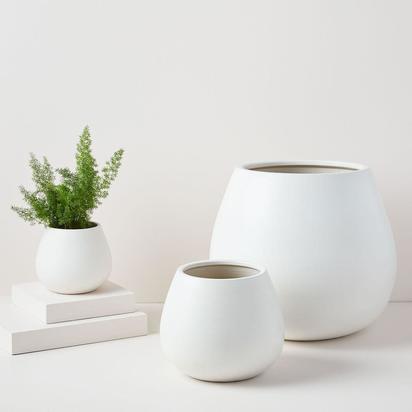 Pure White Ceramic Planter, Medium