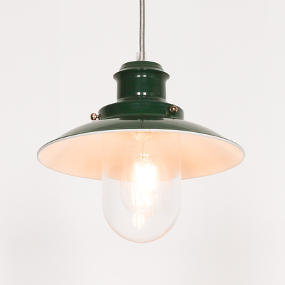 British Green Enamel Painted Fishermans Light