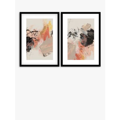 John Lewis PI Studio 'Grapefruit I & II' Abstract Framed Print & Mount, Set of 2, 73.5 x 53.5cm, Pink/Multi Pink/Multi | H73.5 x W53.5 x D3.3cm