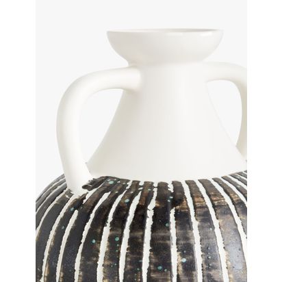 John Lewis Stripe Earthenware Vase with Handles, H23.5cm, Multi Multi | H23.5 x Dia.20cm