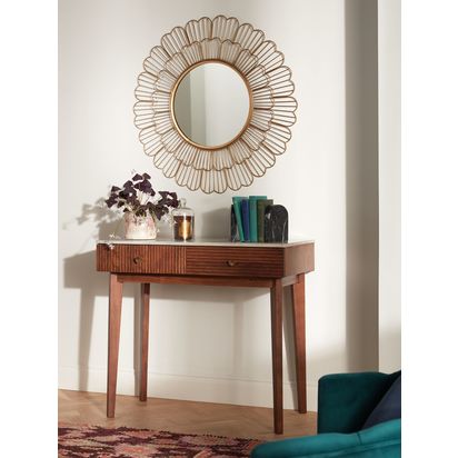 John Lewis Fleur Metal Frame Round Wall Mirror, 81cm, Gold Gold | D1 x Dia.81cm