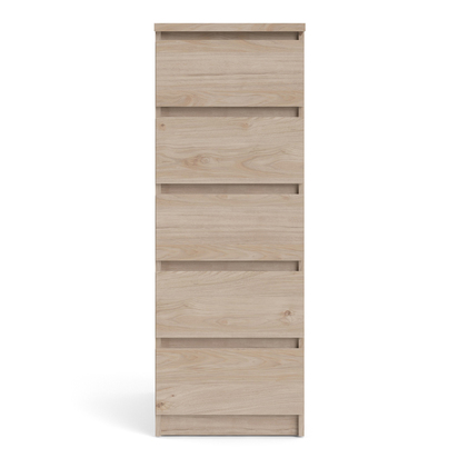 Avery 3 Narrow Chest of 5 Drawers in Jackson Hickory Oak